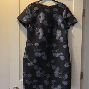 Black and Silver Floral Knee-Length Cocktail Dress